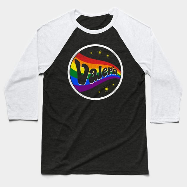 Valeria Retro Rainbow faded Baseball T-Shirt by Thomas Mitchell Coney